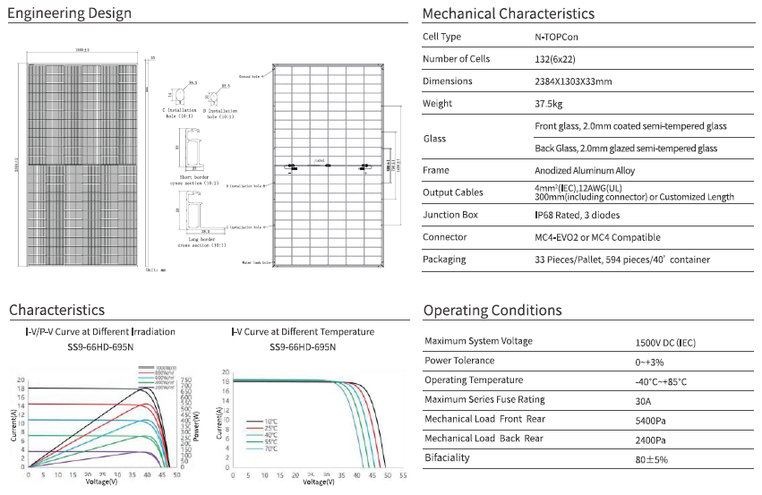 Solar Space 700wp SS9-66HDH Silver Frame